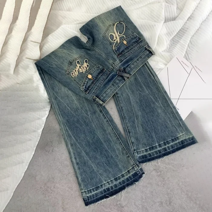 Retro Distressed Raw Edge Denim - Image 2